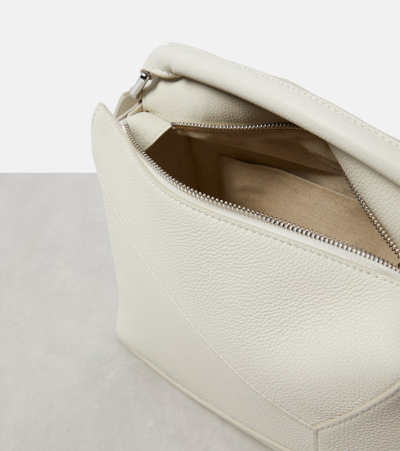 Loewe Puzzle Edge Small Textured-leather Shoulder Bag In White
