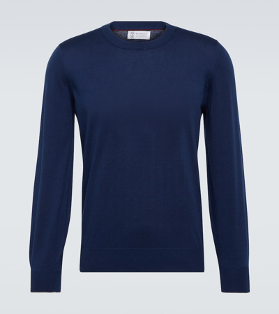 Shop Brunello Cucinelli Cotton Sweater In Blue