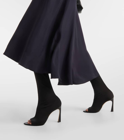 Shop Victoria Beckham Peep Toe Over-the-knee Boots In Black