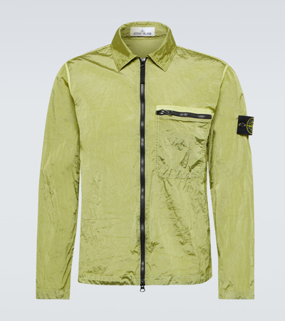 Shop Stone Island Compass Technical Overshirt In Yellow