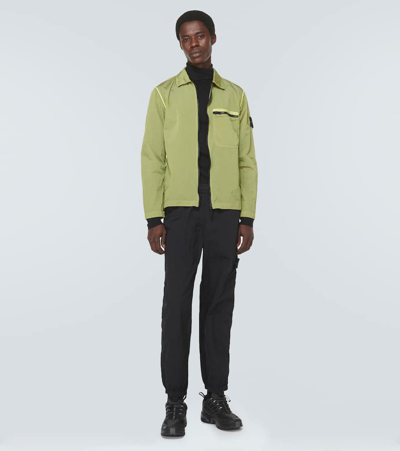 Shop Stone Island Compass Technical Overshirt In Yellow