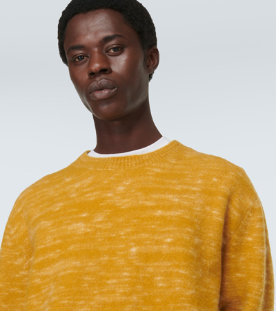 Shop The Elder Statesman Jasper Cashmere And Mohair-blend Sweater In Yellow