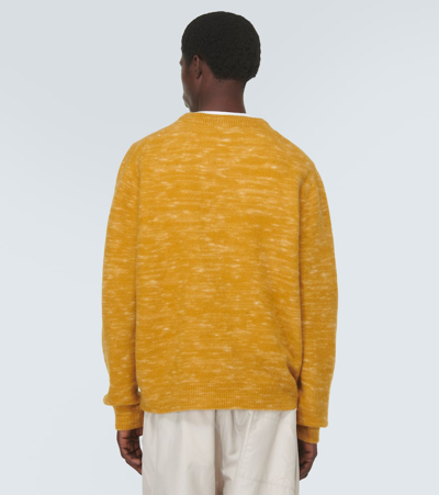 Shop The Elder Statesman Jasper Cashmere And Mohair-blend Sweater In Yellow