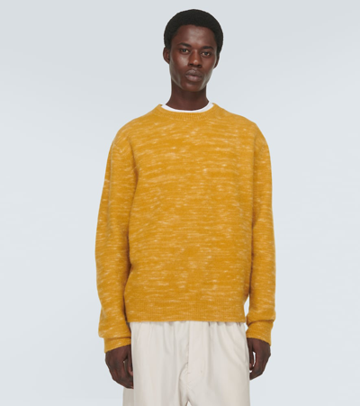 Shop The Elder Statesman Jasper Cashmere And Mohair-blend Sweater In Yellow
