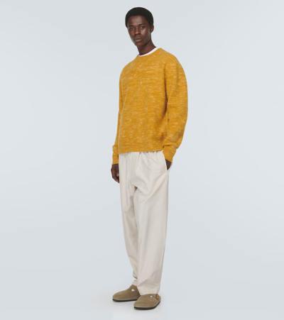 Shop The Elder Statesman Jasper Cashmere And Mohair-blend Sweater In Yellow