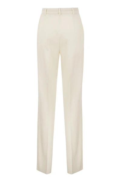 Shop Max Mara Studio Agami - Wool Crepe Trousers In White