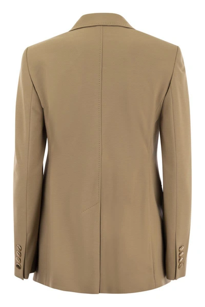 Shop Max Mara Studio Tatiana - Double-breasted Jersey Jacket In Camel