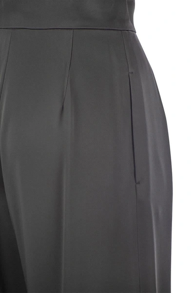 Shop Max Mara Studio Verve - Fluid Satin Trousers In Dark Grey