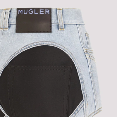 Shop Mugler Cotton Denim Shorts Jeans In Blue