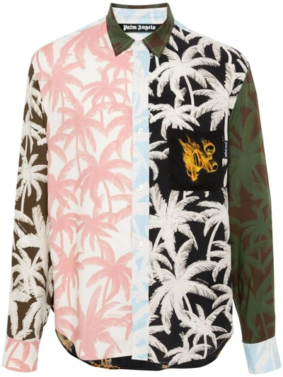 Shop Palm Angels Palm Patchwork Shirt Clothing In Multicolour