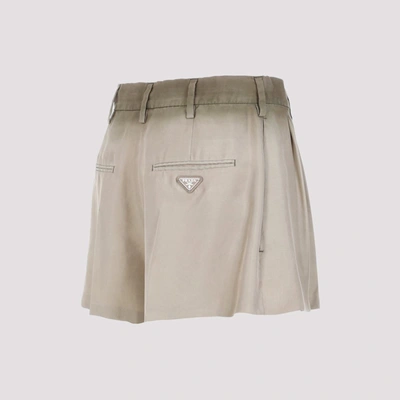 Shop Prada Silk Shorts Pants In Nude & Neutrals