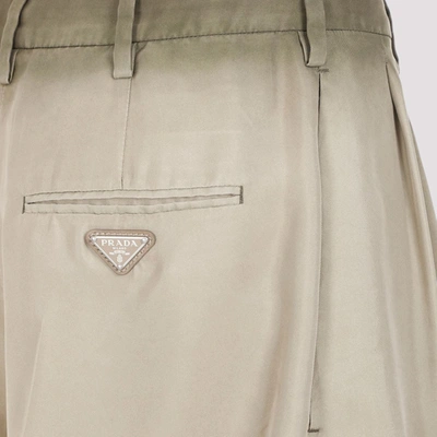 Shop Prada Silk Shorts Pants In Nude & Neutrals