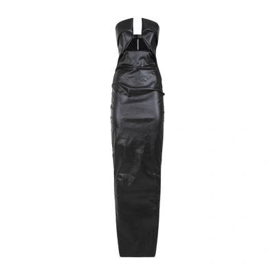 Shop Rick Owens Prong Gown Denim Long Dress In Black