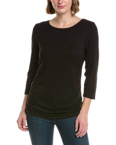 Shop T Tahari Ruched Knit Top In Black