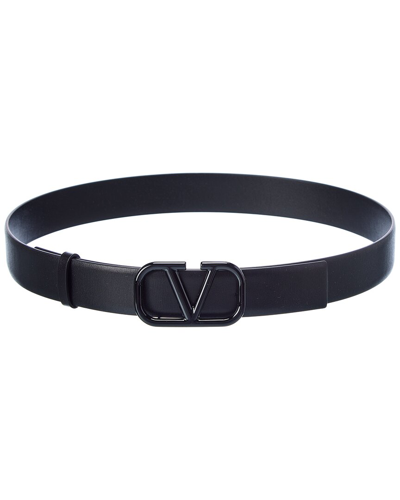 Shop Valentino Vlogo 20mm Leather Belt In Black