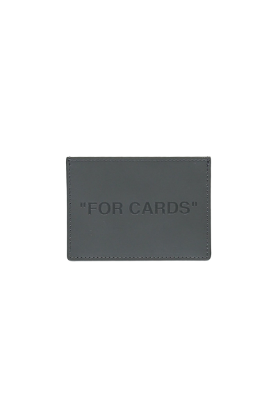 Shop Off-white Leather Card Holder In Grey