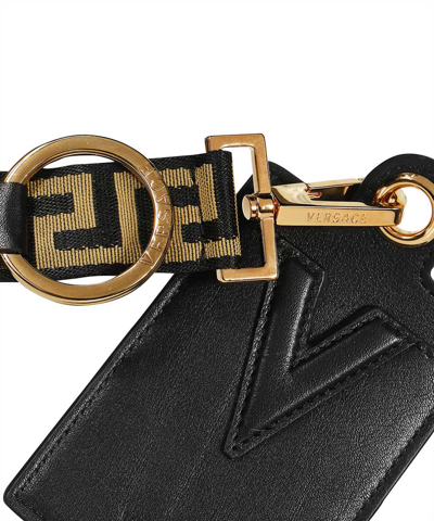 Shop Versace Leather Card Holder In Black
