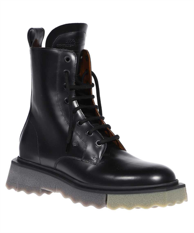 Off-white Man Ankle Boots Black Size 12 Soft Leather In Black
