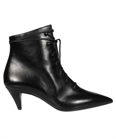 Shop Saint Laurent Leather Ankle Boots In Black