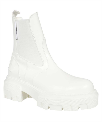Shop Msgm Leather Ankle Boots In White