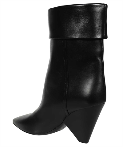 Shop Saint Laurent Leather Ankle Boots In Black