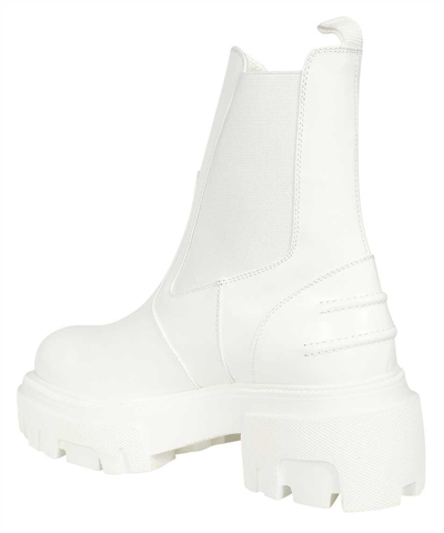 Shop Msgm Leather Ankle Boots In White