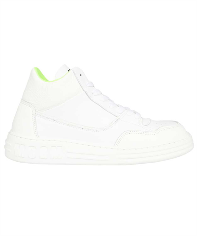 Shop Msgm Leather Low Sneakers In White