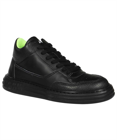 Shop Msgm Leather Low Sneakers In Black