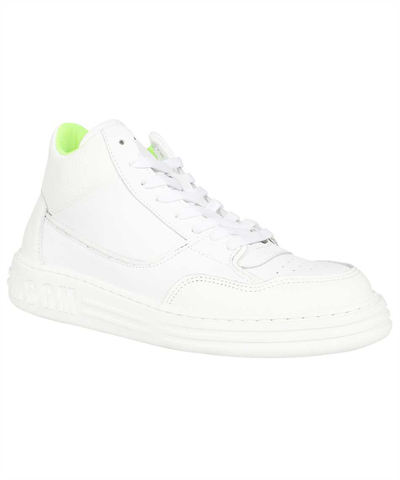 Shop Msgm Leather Low Sneakers In White