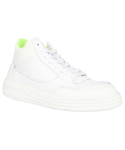 Msgm Leather Low Sneakers In White