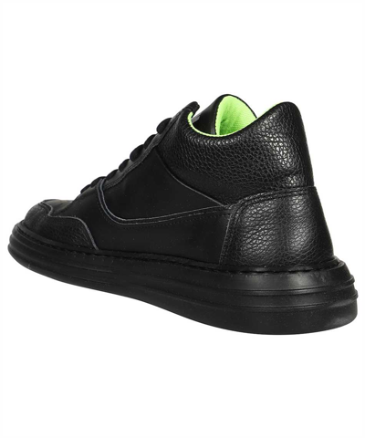 Shop Msgm Leather Low Sneakers In Black