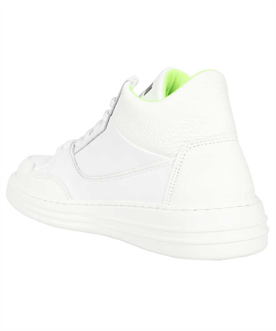 Shop Msgm Leather Low Sneakers In White