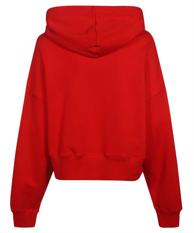 Shop Msgm Cotton Hoodie In Red