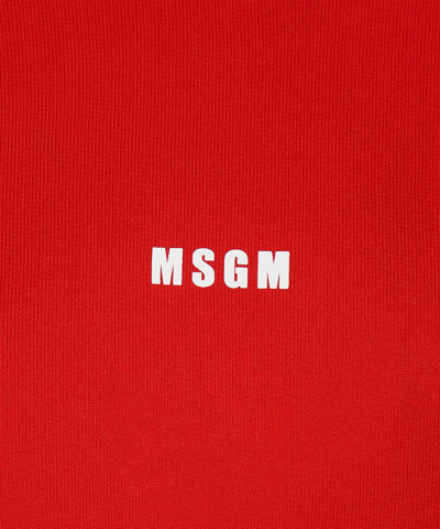 Shop Msgm Cotton Hoodie In Red