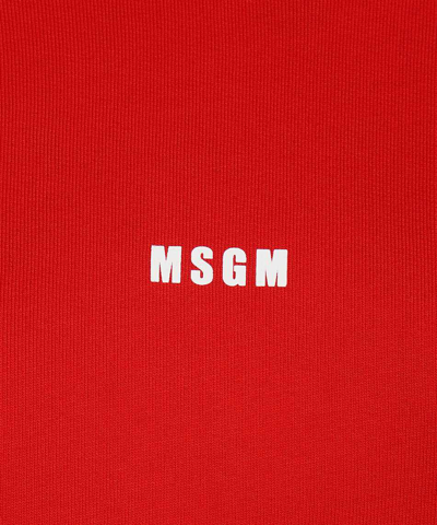 Msgm Cotton Hoodie In Red