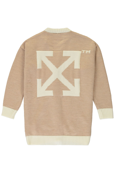 Off-white Virgin Wool Cardigan In Brown