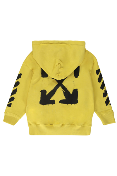 Shop Off-white Cotton Full Zip Hoodie In Yellow