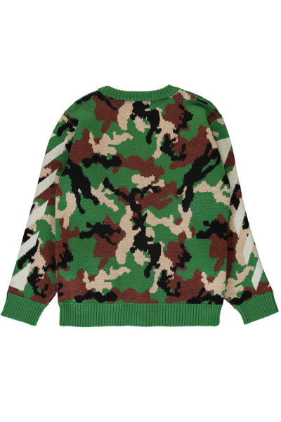 Shop Off-white Virgin Wool Cardigan In Green