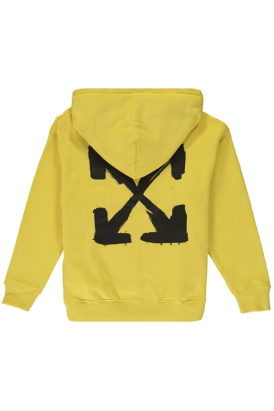 Off-white Cotton Full Zip Hoodie In Yellow