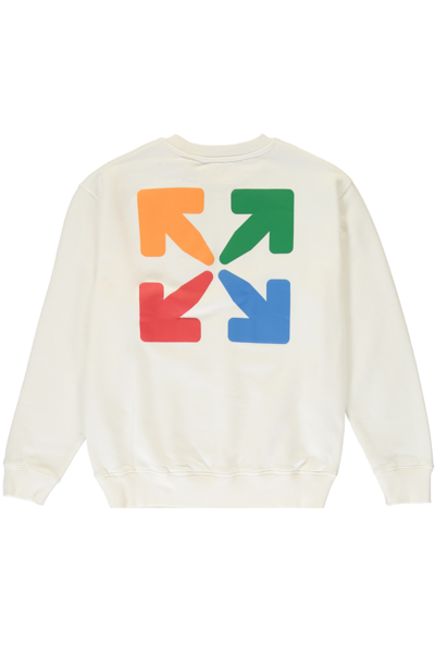 Shop Off-white Logo Detail Cotton Sweatshirt In White