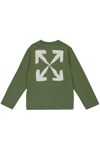 Shop Off-white Printed Cotton T-shirt In Green