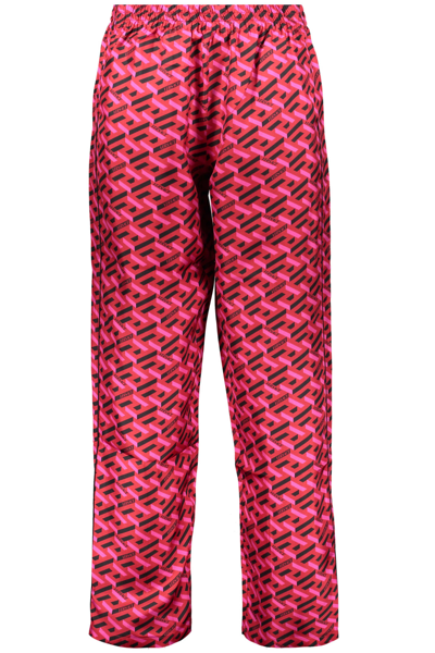 Shop Versace Silk Pajama Pants In Fuchsia