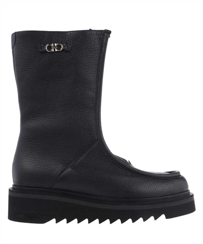 Shop Ferragamo Eurialo Leather Ankle Boots In Black