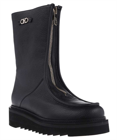 Shop Ferragamo Eurialo Leather Ankle Boots In Black