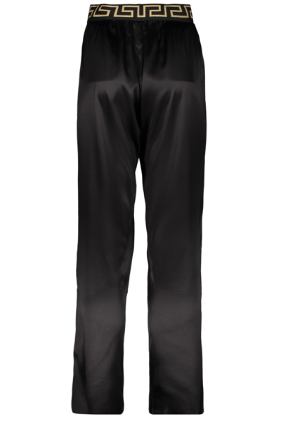 Shop Versace Silk Pajama Pants In Black