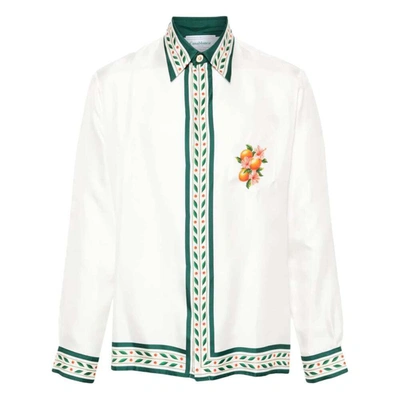 Shop Casablanca Shirts In White/green