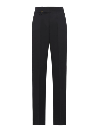 Shop Jacquemus Regular & Straight Leg Pants In Black
