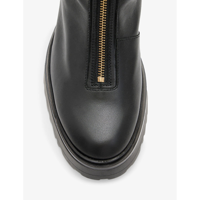 Shop Allsaints Women's Black Ophelia Zip-embellished Leather Ankle Boots