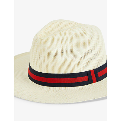 Shop Boutique Bonita Women's Navy & Red Stripe Band Striped Ribbon-embellished Paper Fedora Hat