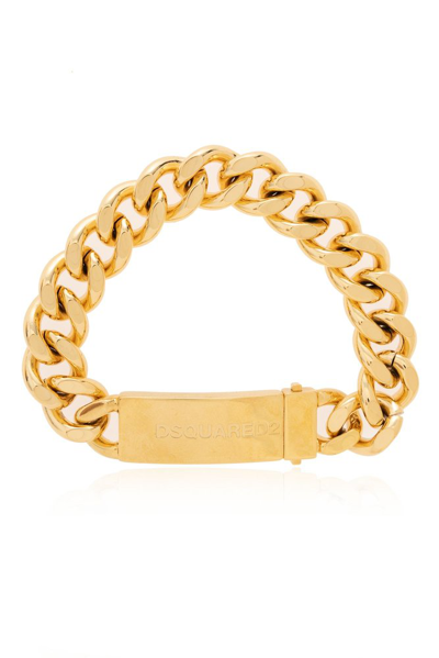 Shop Dsquared2 Logo Engraved Bracelet In Gold